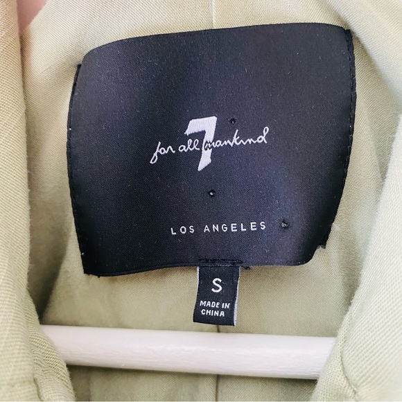 7 For All Mankind Eyelet Sleeve Bomber Jacket Green Sz Small - Picture 4 of 10